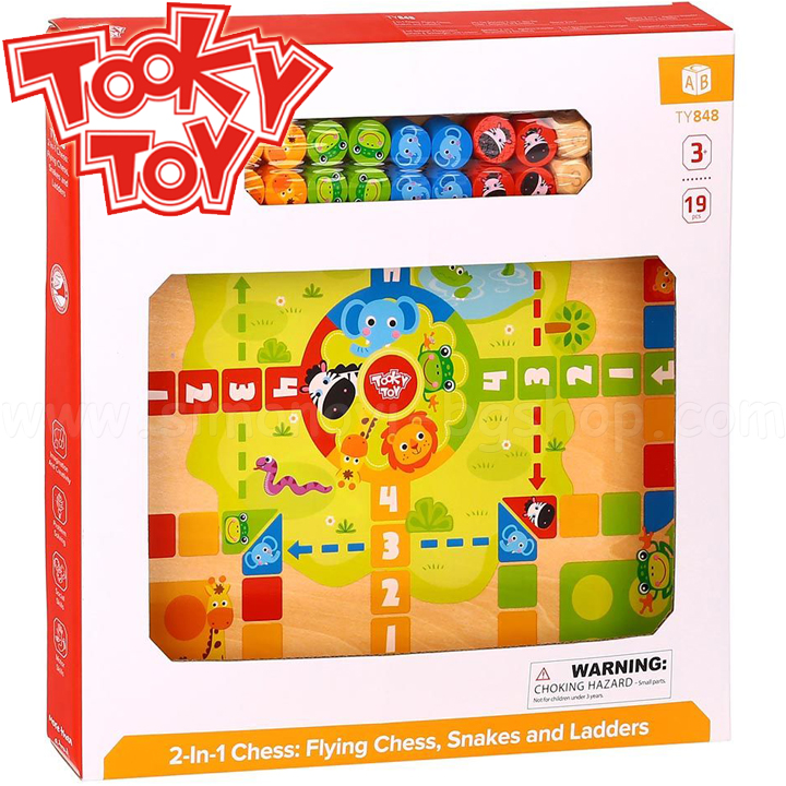 Tooky Toy Wooden Game Set - Don't Get Angry Man and Snake and Stairs TY848