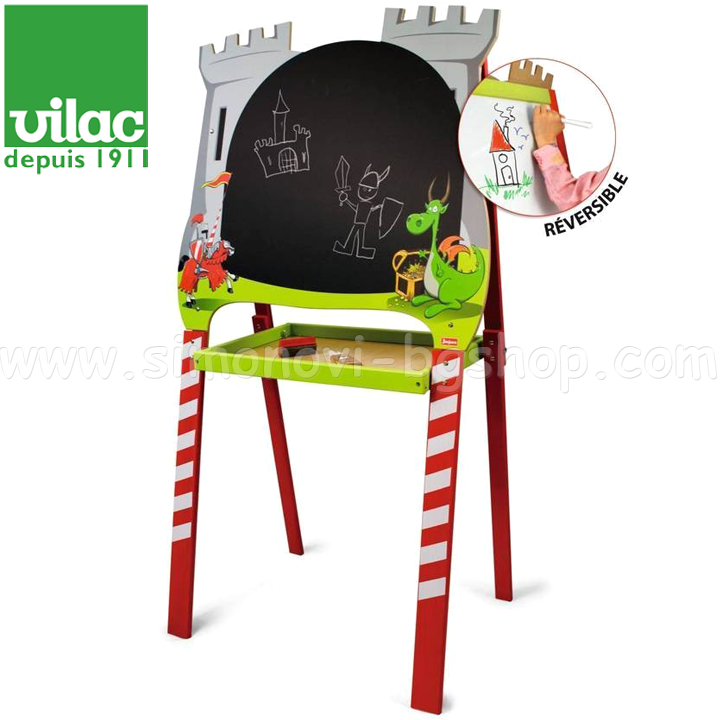 Vilac Two-Face Drawing Board with Magnetic Part Knight and Dragon J8809