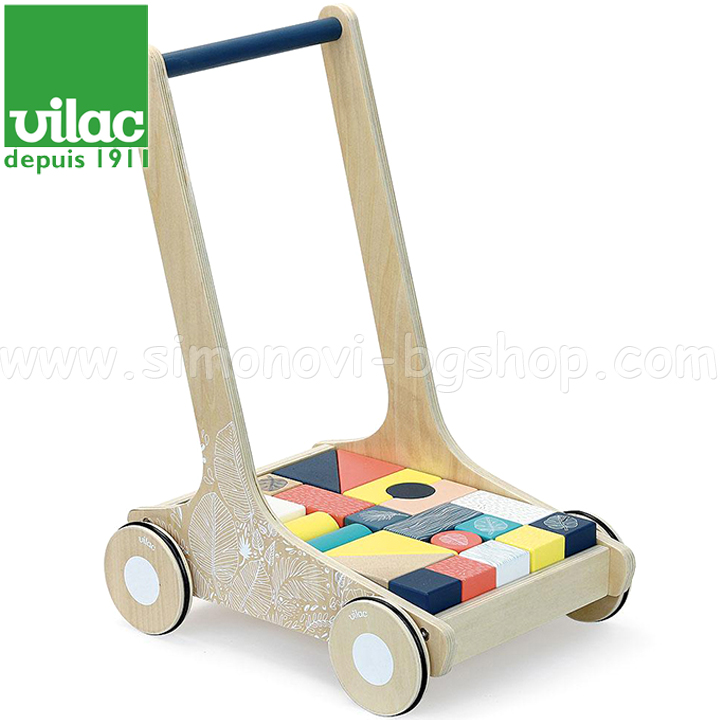 Vilac Wooden walker 2 in 1 with 1061 cubes