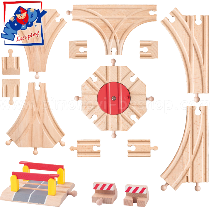 Woody Set șine de tren din lemn 91813