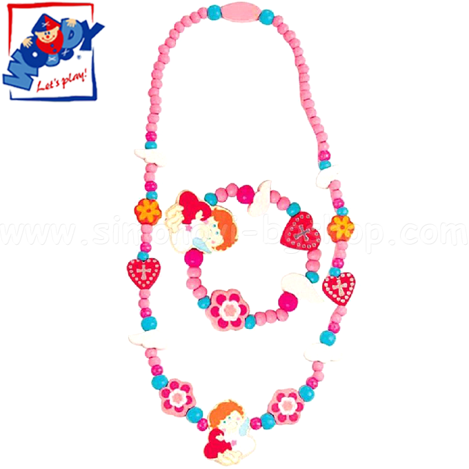 Woody bracelet set with necklace "Angel" 90928